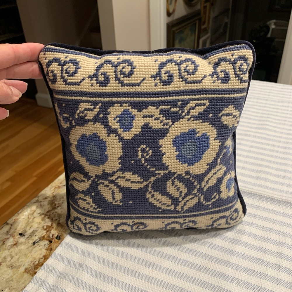 Vintage Small Needlepoint accent pillow